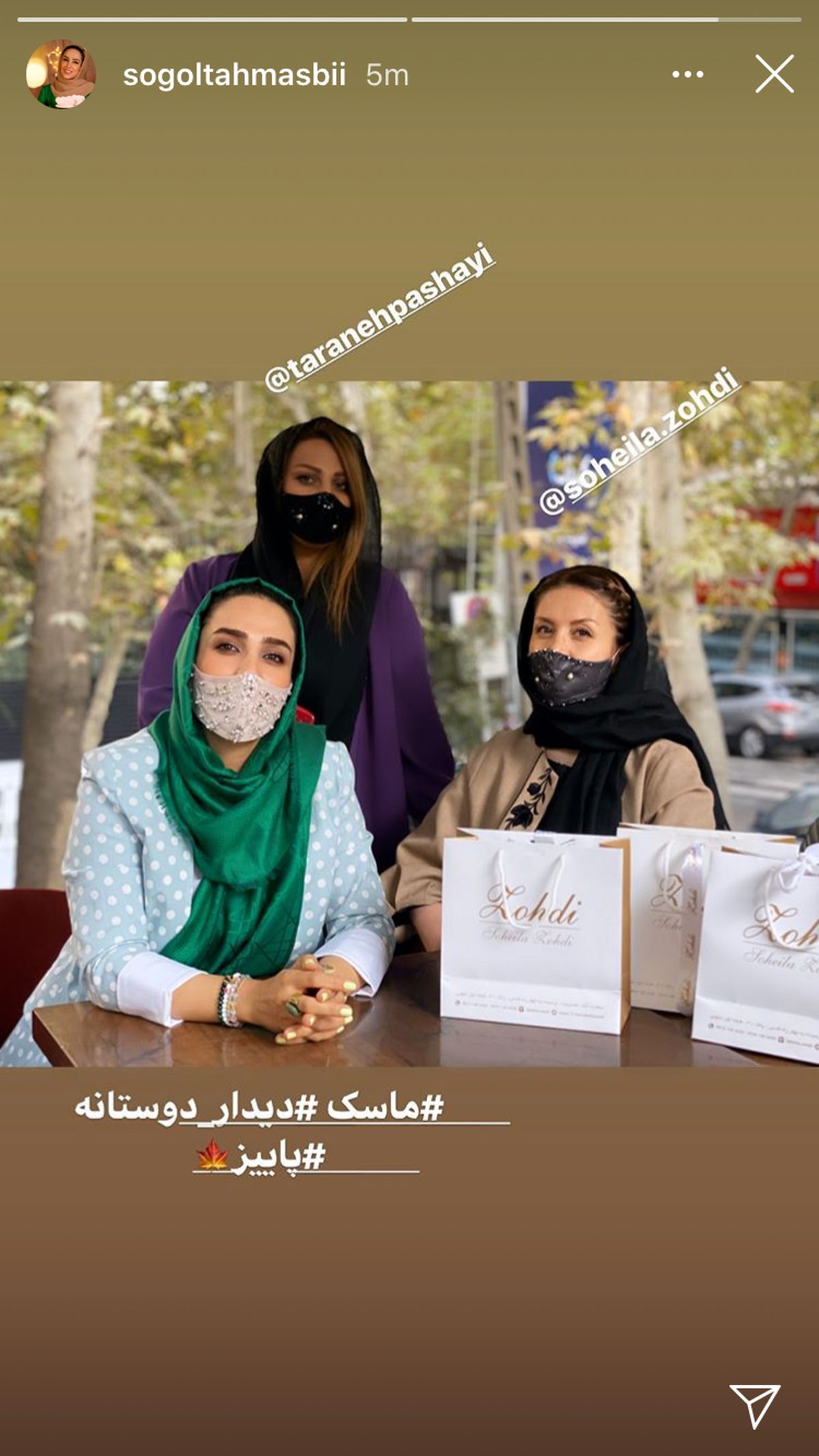 دورهمی‌خانم‌ بازیگر و‌دوستانش در دوران‌ کرونا + هکس