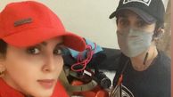 لیلا بلوکات و مربی ورزشش در خانه + عکس