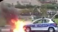 آتش‌گرفتن خودروی پلیس در بزرگراه حکیم