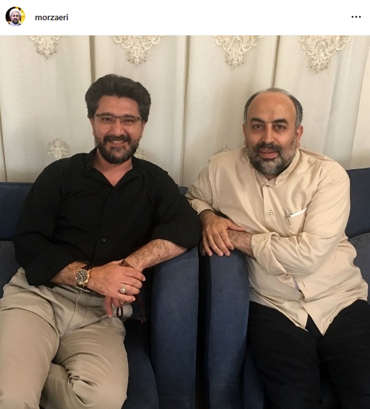 امیرحسین مدرس و دوست روحانی معروفش+عکس