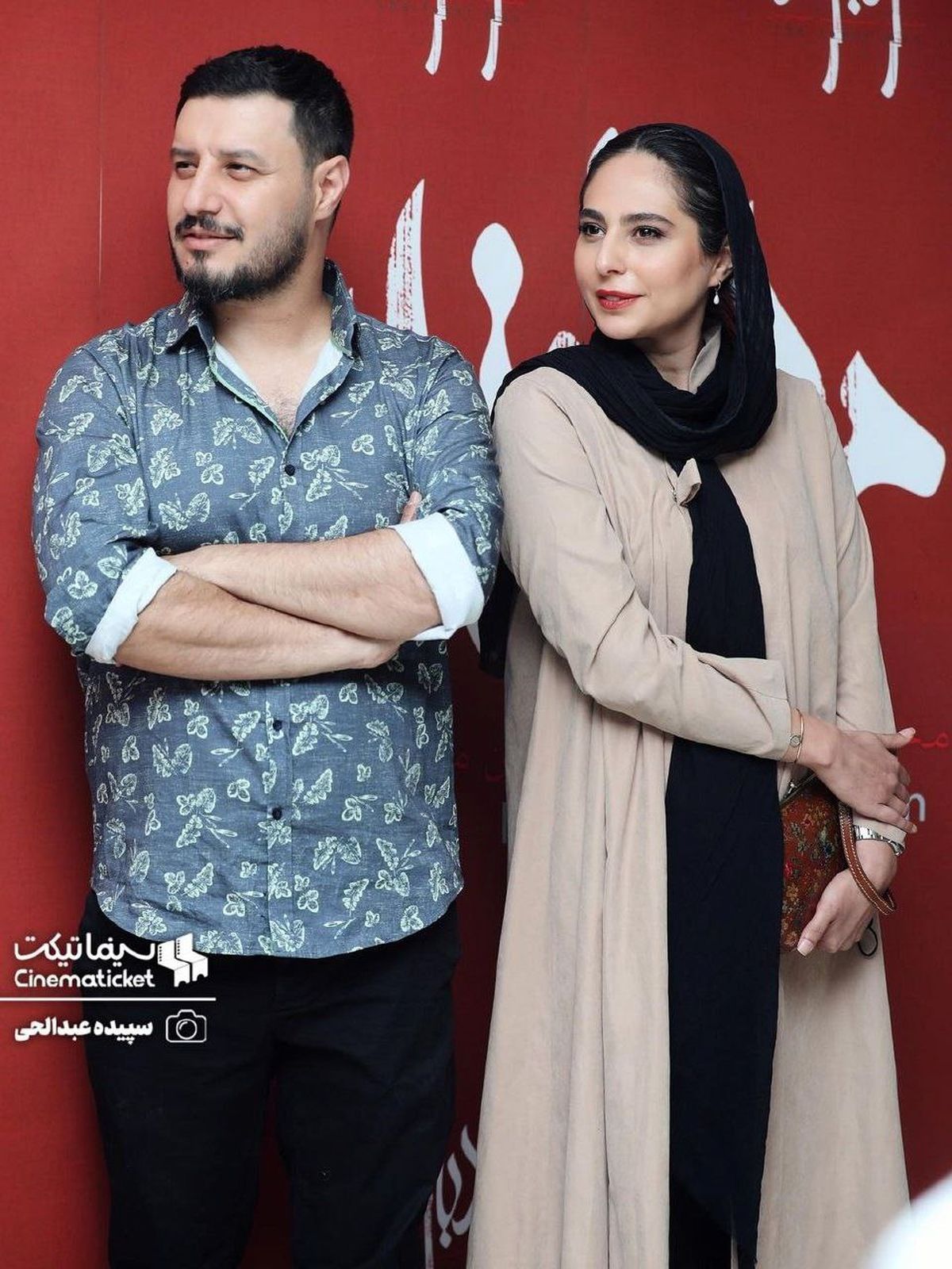 رعنا آزادی‌ور و جواد عزتی در اکران فیلم «مرد بازنده»