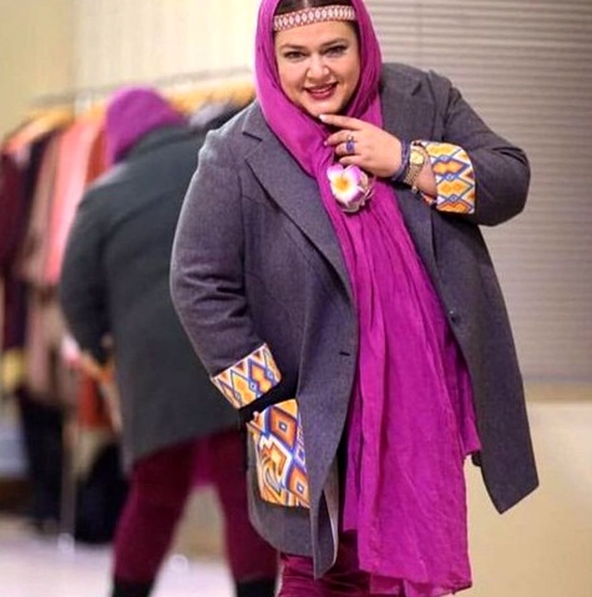 تیپ بنفش بهاره رهنما در مزون+عکس