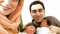 فلامک‌ جنیدی و دوقلوهایش + عکی 
