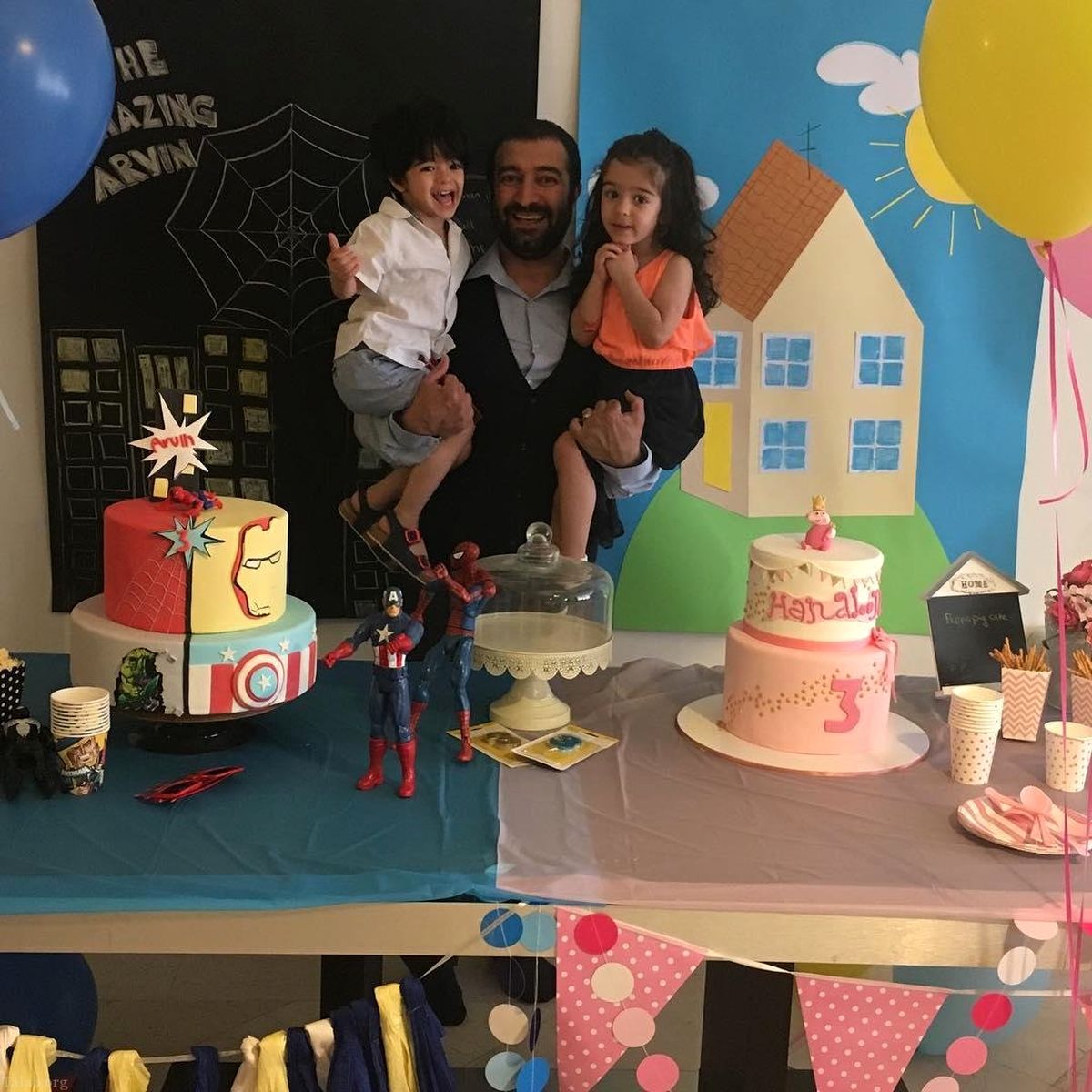 مجید صالحی و دوقلوهای بانمکش+عکس