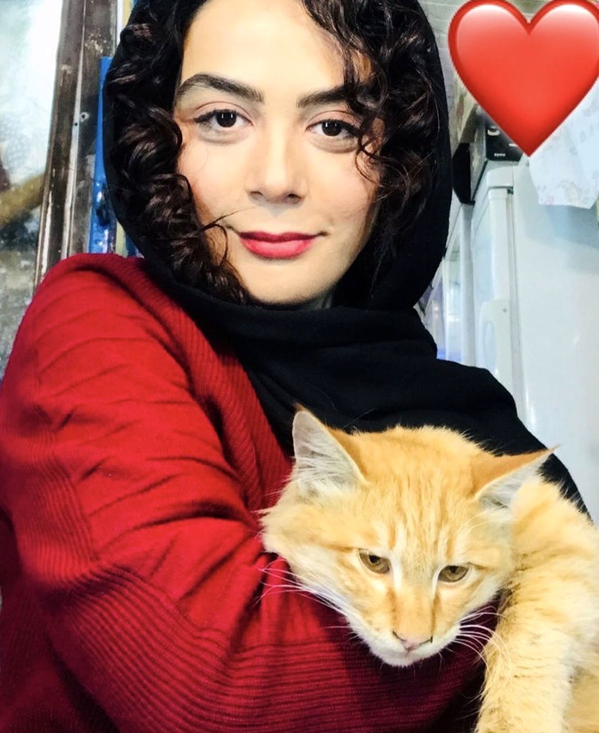گربه مارال فرجاد در آغوشش + عکس