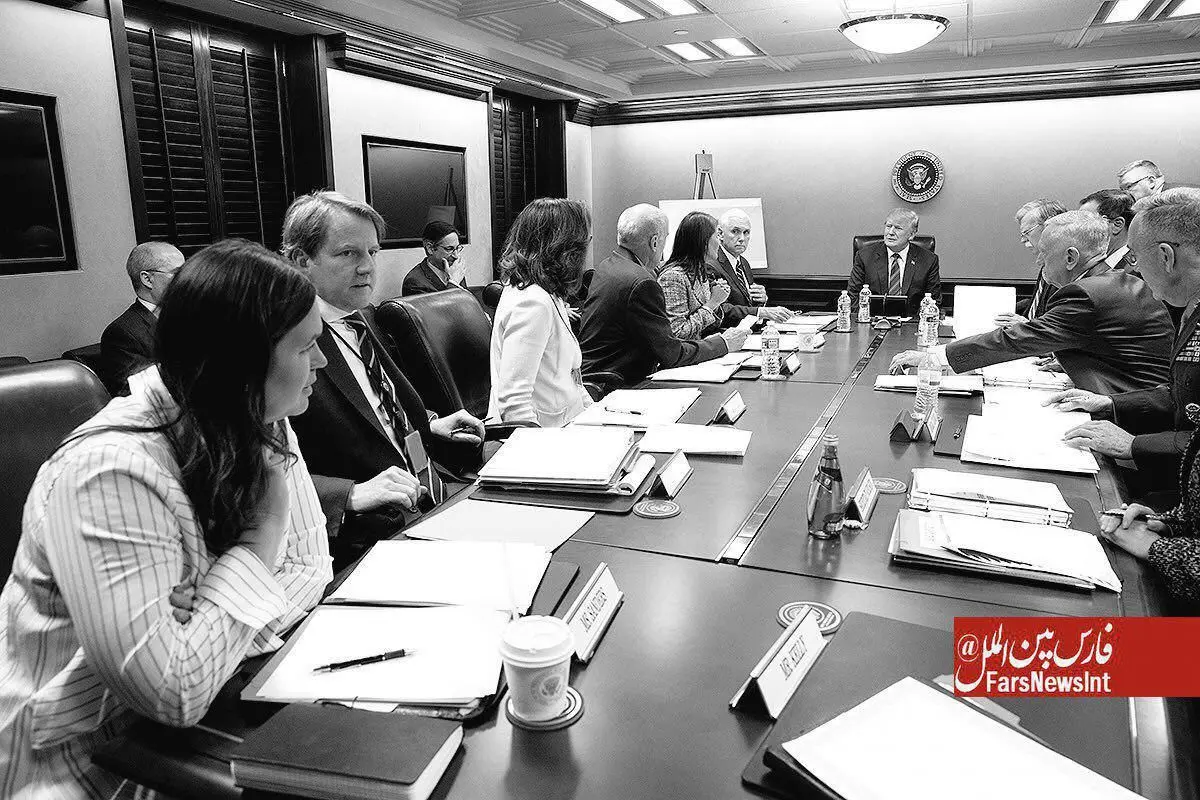  اتاق جنگ آمریکا در زمان حمله موشکی به سوریه