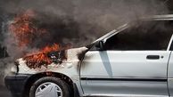 آتش زدن پراید به نشانه اعتراض به پلیس در تهران