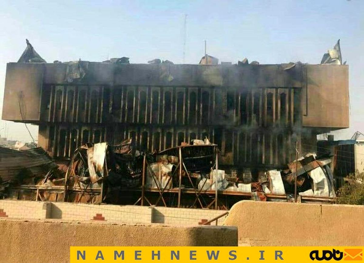 استانداری بصره پس از آتش سوزی