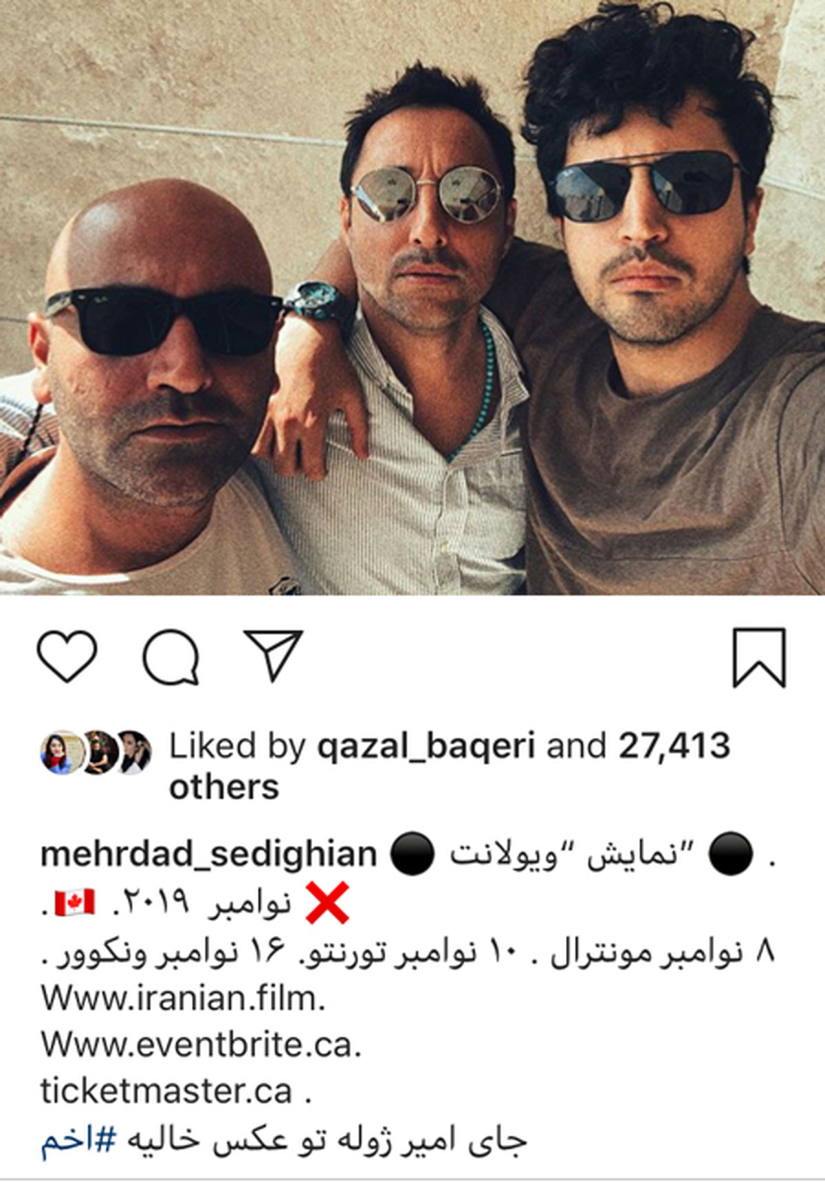 علی مشهدی و دوستان بازیگرش در کانادا