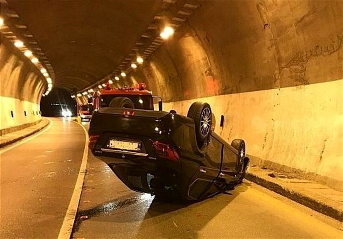 واژگون شدن "دنا" در تونل + تصاویر
