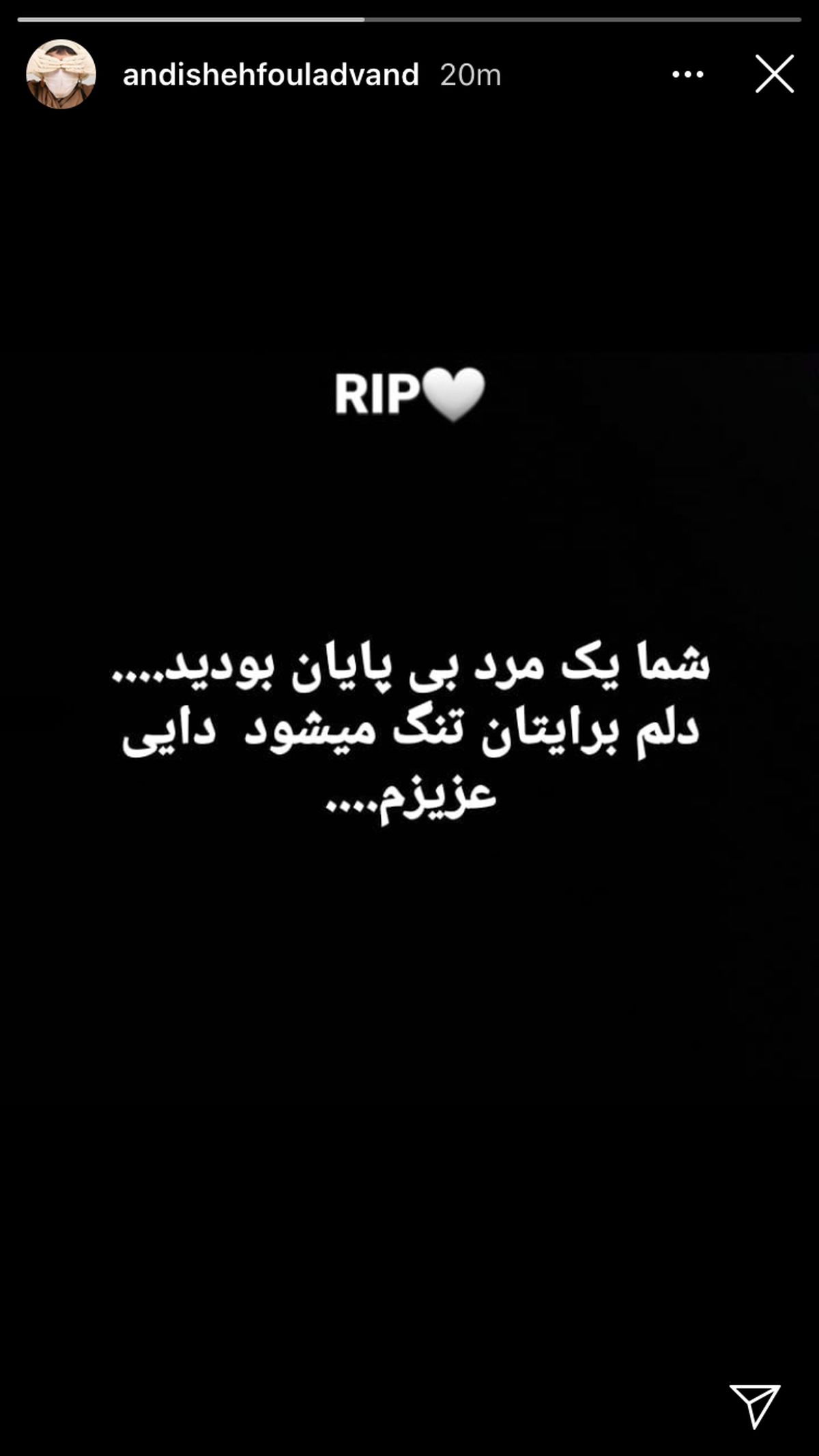 اندیشه فولادوند عزادار شد + عکس