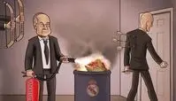 لحظه خروج زیدان از مادرید را ببینید!+ کاریکاتور