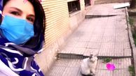 سلفی خانم بازیگر با گربه خیابانی + عکس