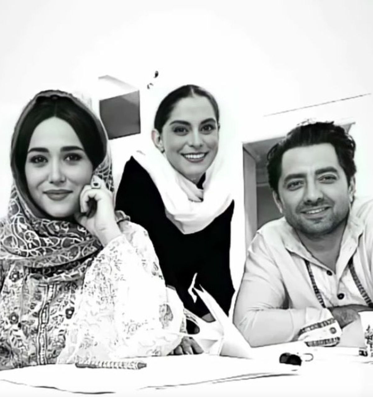 بهرام رادان، غزل شاکری و پریناز ایزدیار در پشت صحنه سریال توقیف شده «جیران»