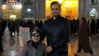 پویا امینی و‌پسرش در زیارت + عکس