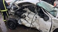 تصادف کامیون با خودرو سواری در حاشیه بزرگراه شهید یاسینی