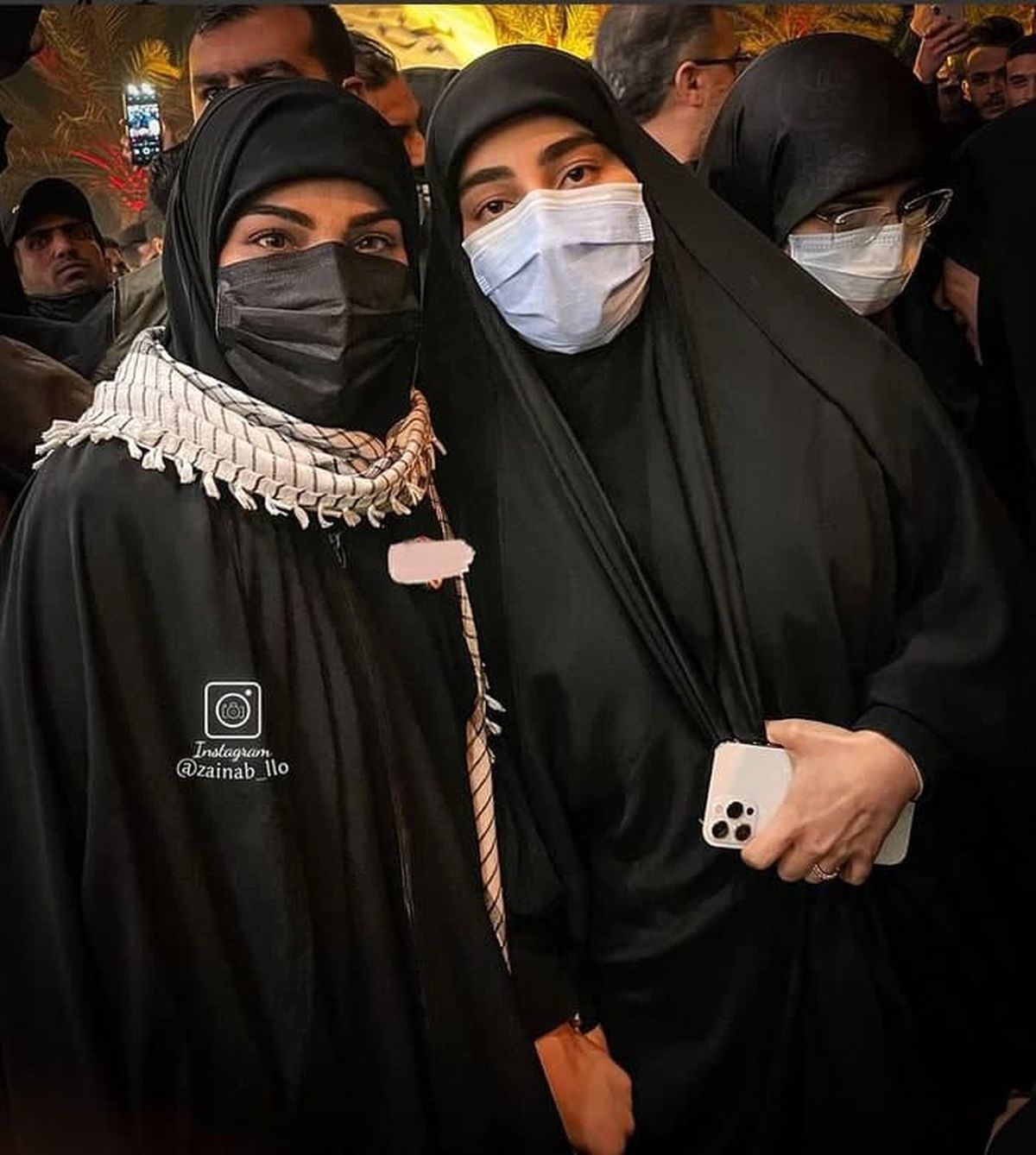گوشی آمریکایی در دست دختر سردار سلیمانی