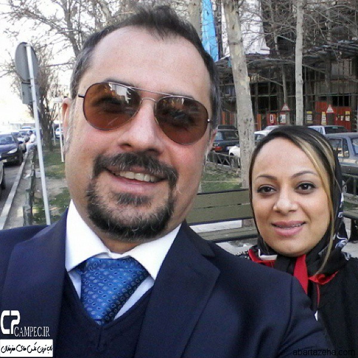 تیپ مهمانی بازیگر خنده بازار و همسرش+عکس