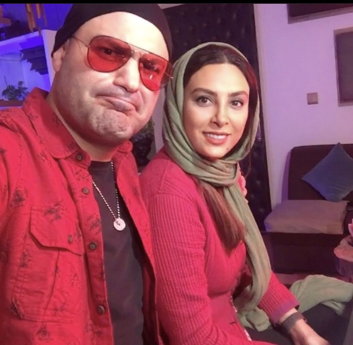 ست یلدایی حدیثه تهرانی با همسرش + عکس