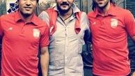 کامبیز دیرباز در بین دو فوتبالیست مشهور + عکس