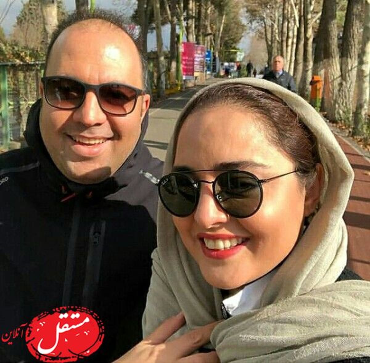 پارک گردی پاییزی نرگس محمدی و همسر بازیگرش+عکس
