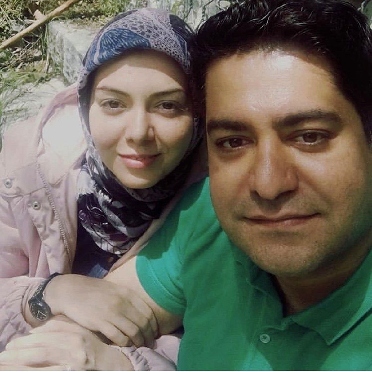 آزاده نامداری در آغوش‌همسرش + عکس