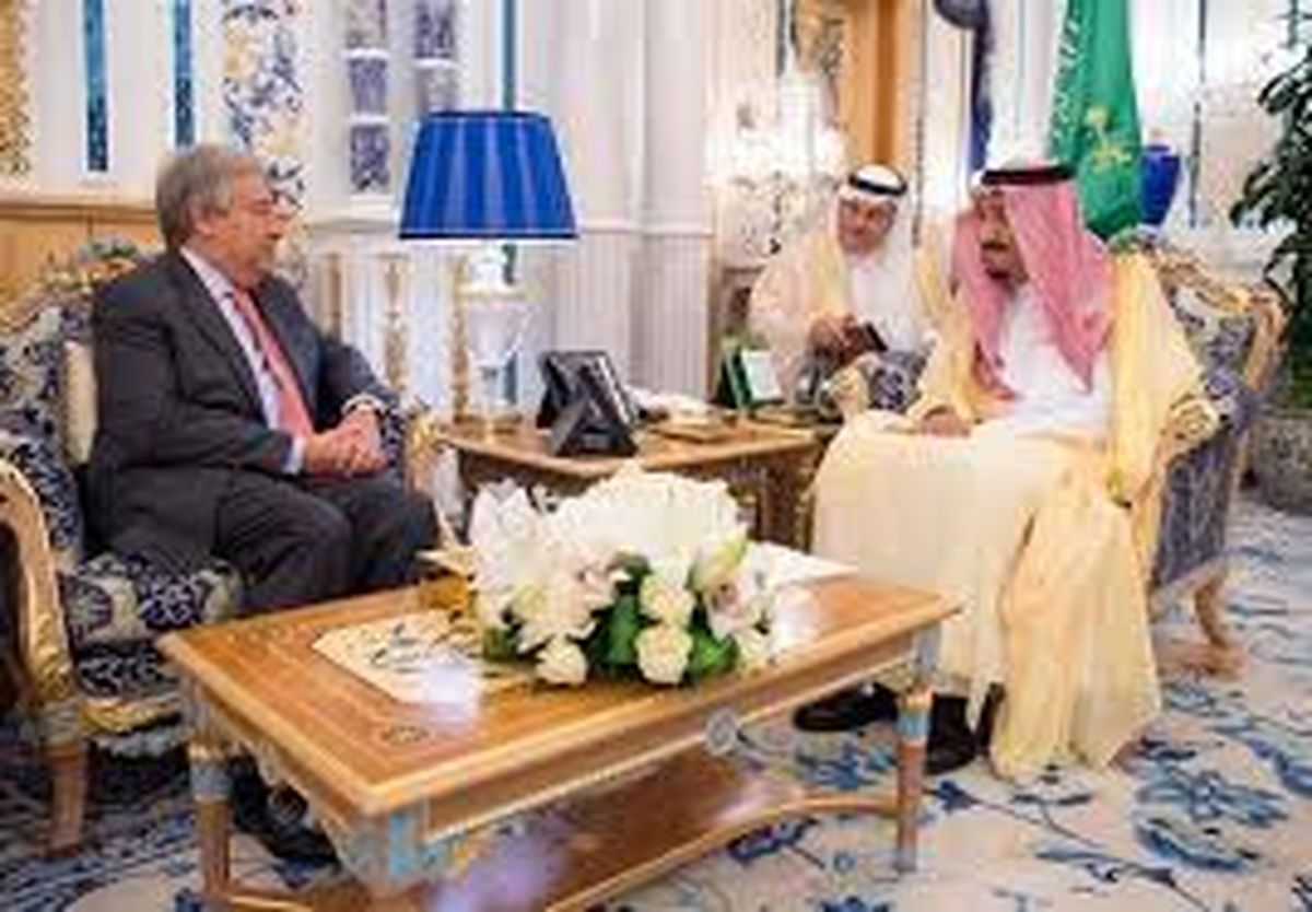 دیدار دبیرکل سازمان ملل با ملک سلمان در جده